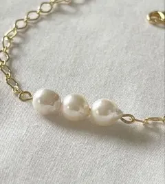 あこや真珠 3連 ブレスレット ゴールド 上品 デイリー フォーマル