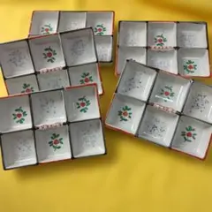 レトロ花柄 /吉の文字入り四角形小皿6個〔固定］ 5枚セット