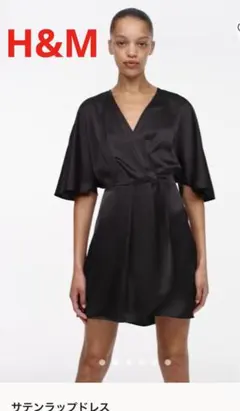 値下げ❣️H&M 新品　サテンラップドレス　　ブラックS