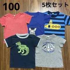 100 キッズ 半袖 Tシャツ 5枚セット まとめ売り 保育園　男の子のサムネイル