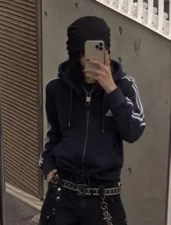 短丈　00s archive adidas ziphoodie y2k tech