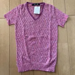 R.P.B. ピンク系 Vネック 半袖ニット サイズ2
