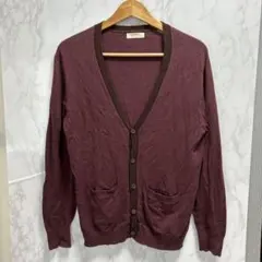 【BROWNY ブラウニー】 長袖 カーディガン (M) 赤ワイン色のサムネイル