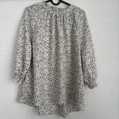 ドット柄 五分袖ブラウス Lサイズ