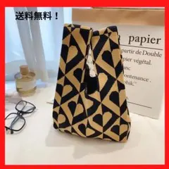 【人気】 ニット バック トートバック  黒 ベージュ エコバック ミニバック