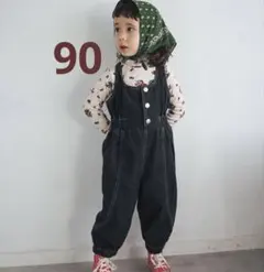 しまむら　micorrid softcheese デニムサロペット　90