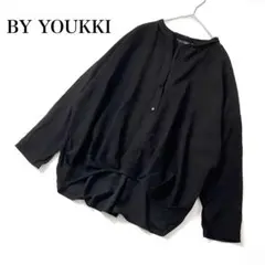 BY YOUKKI ブラック　ブラウス　シャツ　タック　スキッパー　長袖　韓国製