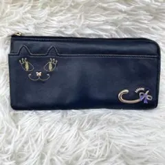 未使用 ANNA SUI アナスイ 箱付き 二つ折り財布 マイティティ 猫 黒