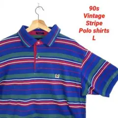 激安！訳あり！90s Vintage ストライプ 레트로 昭和 ポロシャツ L