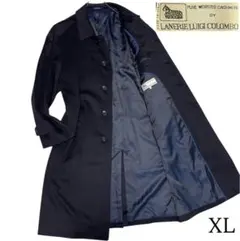 カシミヤ100%×【COLOMBO】美品 マキシ丈比翼チェスターコート 濃紺XL