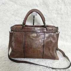 【希少✨️】FOSSIL レザー ハンドバッグ ショルダーバッグ 2WAY 型押しのサムネイル