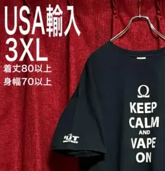 美 アメリカ古着 キープカーム Tシャツ 黒 3XL 大きいサイズ 企業ロゴ