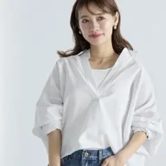 【coca】【Lサイズ】オックス スキッパーシャツ ホワイト 白 【コカ】