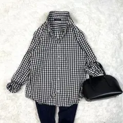 マカフィー　ギンガムチェック　シャツ　ブラック　長袖　日本製　トゥモローランド