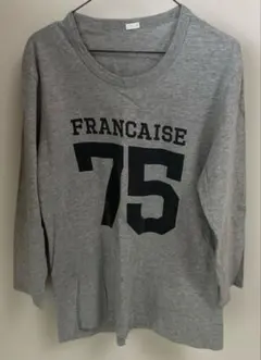 GU 七分袖プリントTシャツ　グレー Mのサムネイル