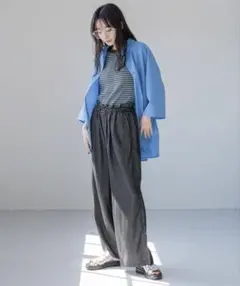 ローリーズファーム　ウエストフリルワイドパンツ　ブラック　股下60センチ補正済み