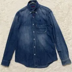 ブルーブルー INDIGO DYE デニムシャツ ボタンダウン アンカー刺繍M