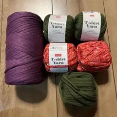 Tシャツヤーンセット 紫 緑 赤 Hoooked ズパゲッティ