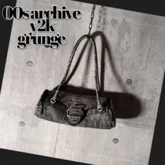 00s python leather one shoulder bag y2k