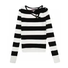 Rolarolaストライプニットセーター ブラック/ホワイト