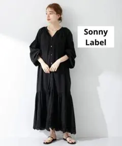 アーバンリサーチ✴︎コットンボイルワンピース 綿100 スカラップ 刺繍 Vネック