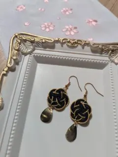 水引 ピアス 黒と金