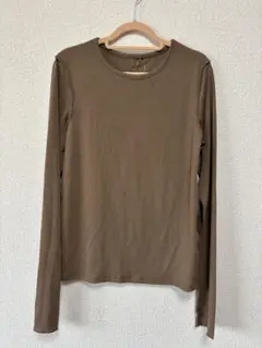 GU ソフトリブクルーネックT ブラウン　S ジーユー