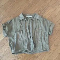 ZARA BASIC Z1975 DENIM 半袖シャツ オリーブ