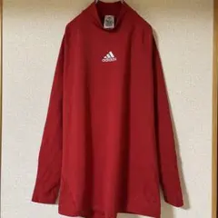 アディダス トップス モックネック 長袖 ロゴ 2XL 赤 無地 ビッグサイズのサムネイル