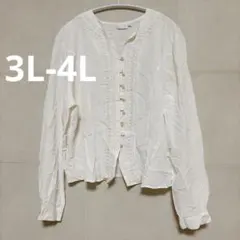 YORN アイボリー 長袖シャツ 3L 〜 4Lサイズ ブラウス トップス 長袖