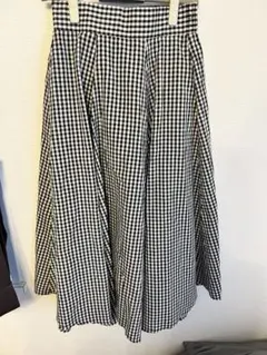 フレアスカート 黒白ギンガムチェック ひざ丈