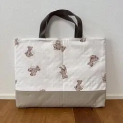 ハンドメイド★レッスンバッグ★絵本バッグ★キルト★テディベア柄