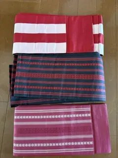 半幅帯 赤と黒のストライプ