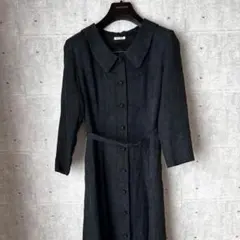 ☆美品【レストローズ】ブラック（黒）ロングワンピース 長袖/レディース/ベルト付