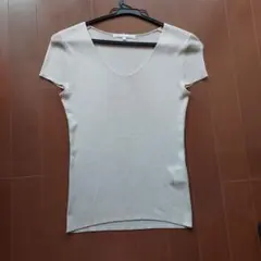 ANAY ベージュ Vネック 半袖 トップス