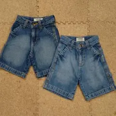 キッズデニムショートパンツ　2枚セット売り　100