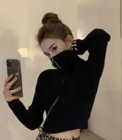 SHEIN ジップ　ハイネック　セーター