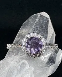 A254)豪華で美しいアメジスト◇スクエア型◇リング◇指輪◇天然石