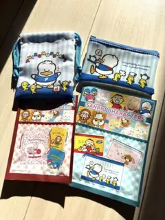 サンリオキャラクターズ　あひるのペックルフラットポーチ&巾着　2点セット