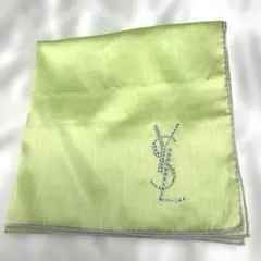 イヴ・サンローラン ハンカチーフ グリーン ラインストーン装飾