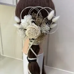 髪飾り　水引　成人式　卒業式　結婚式　和装　紐アレンジ　ドライフラワー　5