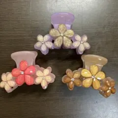 花モチーフ ヘアクリップ 3個セット