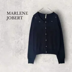 美品 マルレーヌジョベール ニットカーディガン M ネイビー 刺繍 ビジューのサムネイル