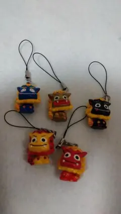 沖縄　シーサー　ストラップ 5個セット　8-561