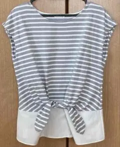 ストライプ 半袖Tシャツ 前結びのサムネイル