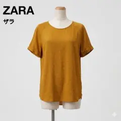 ZARA ザラ マスタード スタッズ 半袖ブラウス M 古着