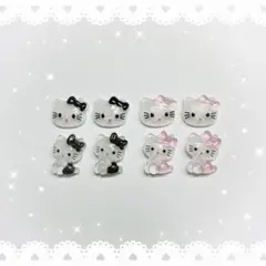 ネイルパーツ 8P 〈J003〉 キティ 黒 ブラック＆ピンクのサムネイル