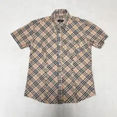バーバリー ロンドン ノバチェック シャツ 半袖 ストレッチ 刺繍 ホースロゴ