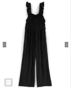 しまむら ブラックフリルストラップオールインワン M