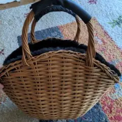 ZARAファーかごバッグ　ZARAかごバッグ　ZARAバッグ